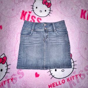 y2k button flap denim skirt